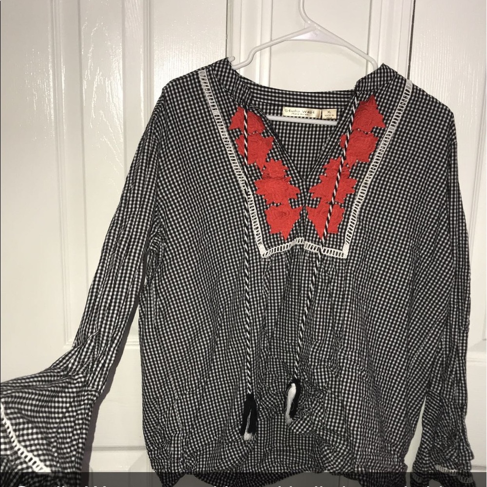 Bell Sleeved Blouse with Embroidery Details